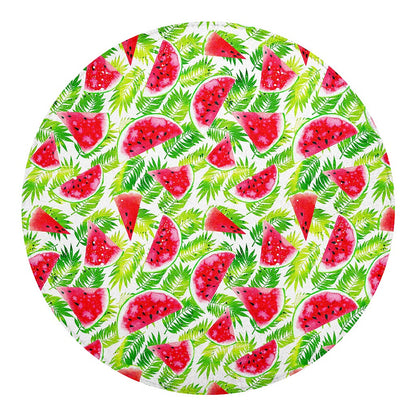 White Summer Watermelon Pattern Print Round Blanket