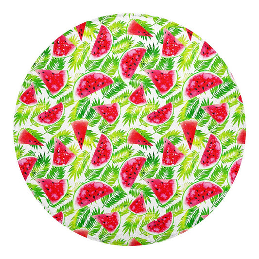 White Summer Watermelon Pattern Print Round Blanket