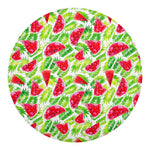 White Summer Watermelon Pattern Print Round Blanket