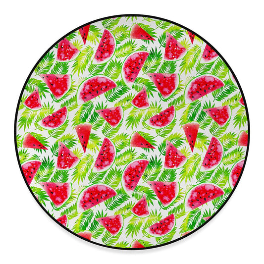 White Summer Watermelon Pattern Print Round Floor Mat
