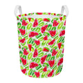White Summer Watermelon Pattern Print Round Laundry Basket
