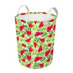 White Summer Watermelon Pattern Print Round Laundry Basket
