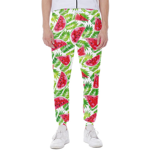 White Summer Watermelon Pattern Print Scuba Joggers