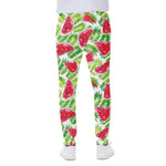 White Summer Watermelon Pattern Print Scuba Joggers