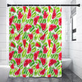 White Summer Watermelon Pattern Print Shower Curtain