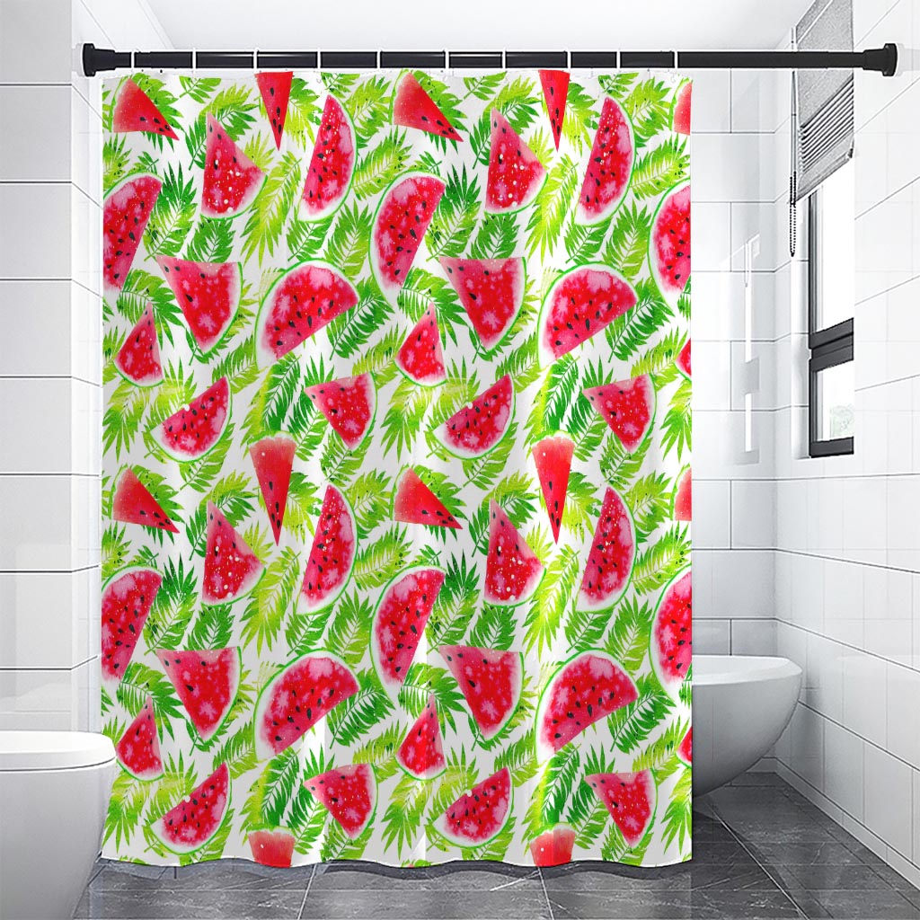 White Summer Watermelon Pattern Print Shower Curtain