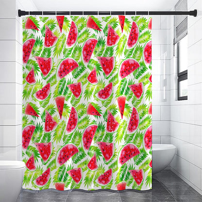 White Summer Watermelon Pattern Print Shower Curtain