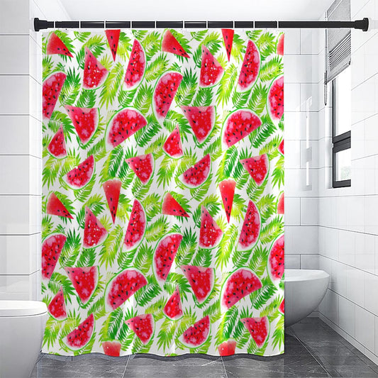 White Summer Watermelon Pattern Print Shower Curtain