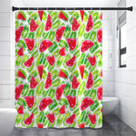 White Summer Watermelon Pattern Print Shower Curtain