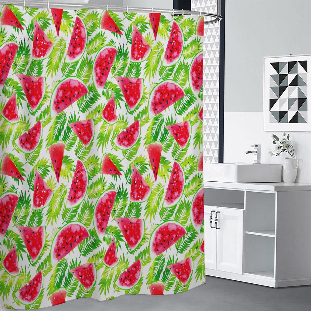 White Summer Watermelon Pattern Print Shower Curtain