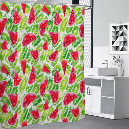 White Summer Watermelon Pattern Print Shower Curtain
