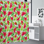 White Summer Watermelon Pattern Print Shower Curtain
