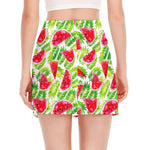 White Summer Watermelon Pattern Print Side Slit Mini Skirt