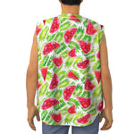 White Summer Watermelon Pattern Print Sleeveless Baseball Jersey