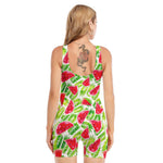 White Summer Watermelon Pattern Print Sleeveless One Piece Swimsuit