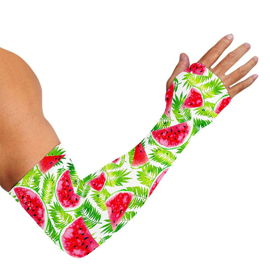 White Summer Watermelon Pattern Print Sun Protection Arm Sleeves