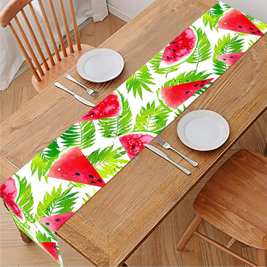 White Summer Watermelon Pattern Print Table Runner