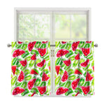 White Summer Watermelon Pattern Print Tier Curtains