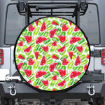 White Summer Watermelon Pattern Print Tire Cover