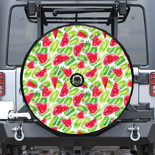 White Summer Watermelon Pattern Print Tire Cover With Camera Hole