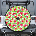 White Summer Watermelon Pattern Print Tire Cover With Camera Hole