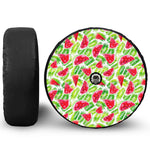 White Summer Watermelon Pattern Print Tire Cover With Camera Hole