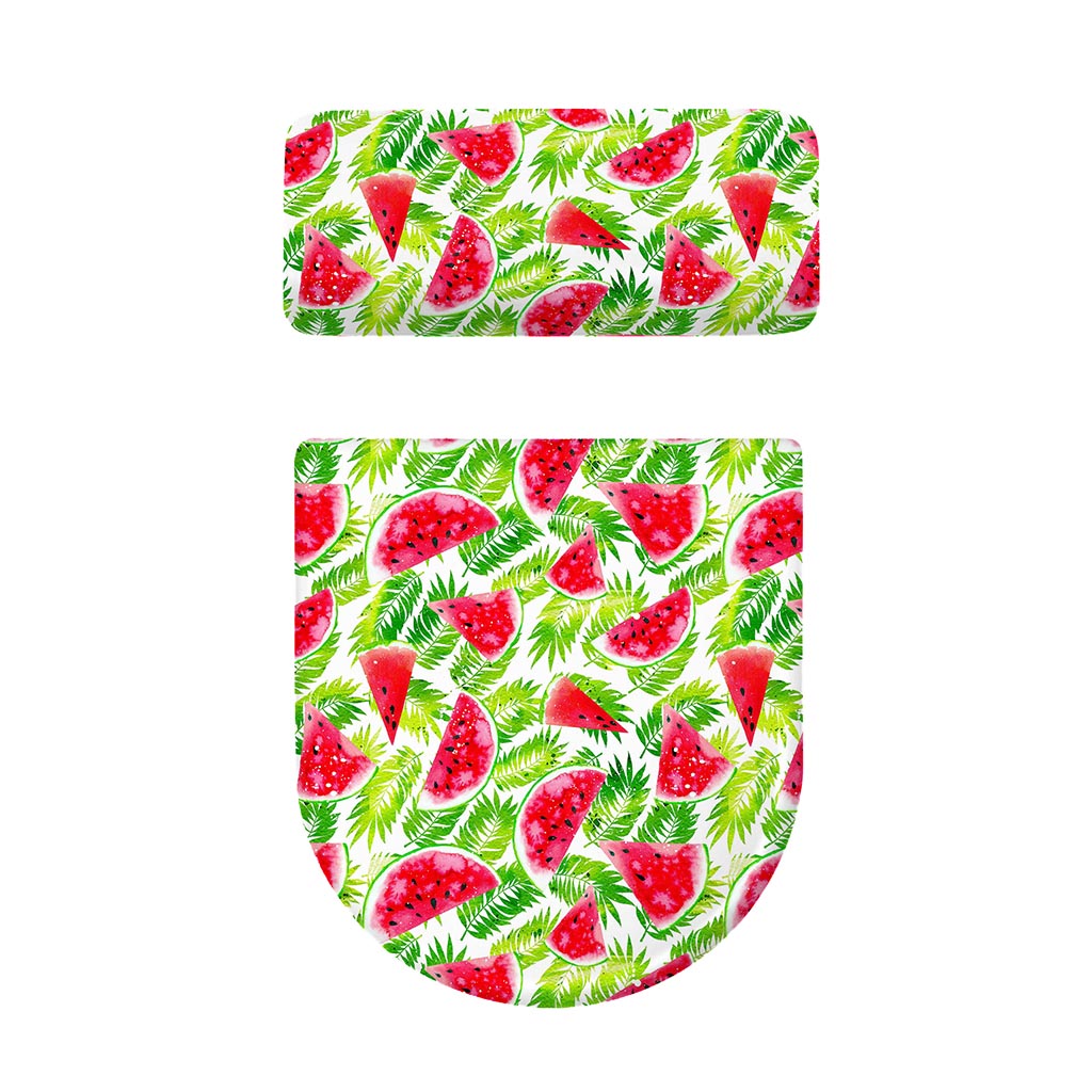 White Summer Watermelon Pattern Print Toilet Lid And Tank Cover Set