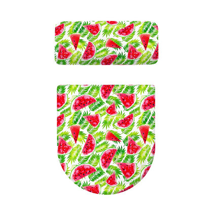 White Summer Watermelon Pattern Print Toilet Lid And Tank Cover Set