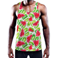 White Summer Watermelon Pattern Print Men's Workout Tank Top