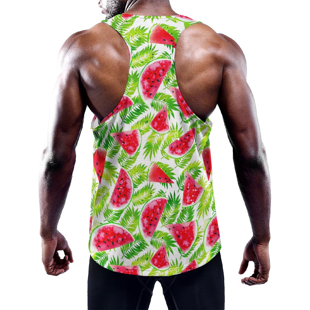 White Summer Watermelon Pattern Print Training Tank Top