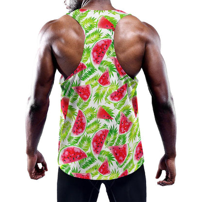 White Summer Watermelon Pattern Print Training Tank Top