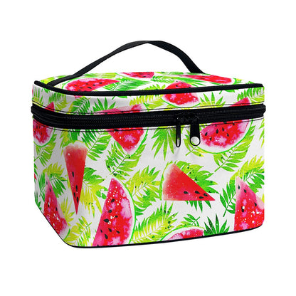 White Summer Watermelon Pattern Print Travel Makeup Bag