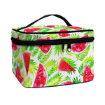 White Summer Watermelon Pattern Print Travel Makeup Bag