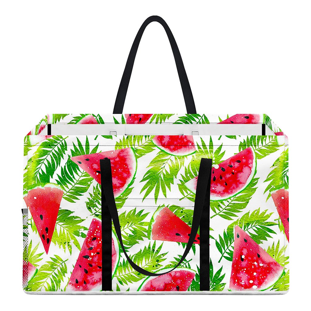 White Summer Watermelon Pattern Print Utility Tote Bag