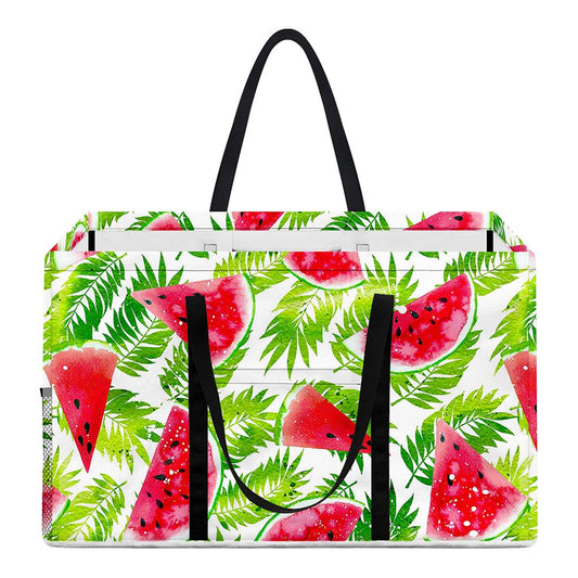 White Summer Watermelon Pattern Print Utility Tote Bag