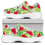 White Summer Watermelon Pattern Print White Chunky Shoes