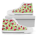 White Summer Watermelon Pattern Print White High Top Sneakers