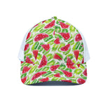 White Summer Watermelon Pattern Print White Mesh Trucker Cap