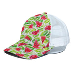 White Summer Watermelon Pattern Print White Mesh Trucker Cap
