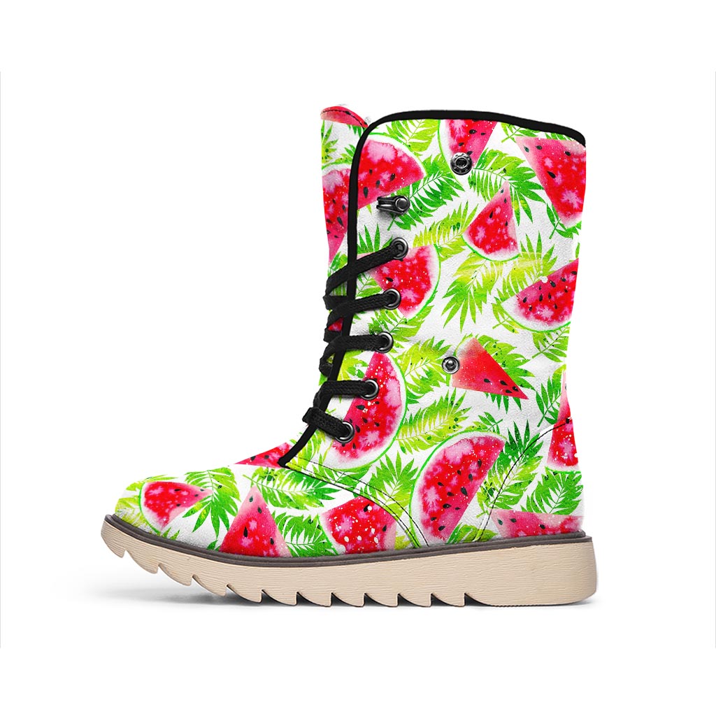 White Summer Watermelon Pattern Print Winter Boots