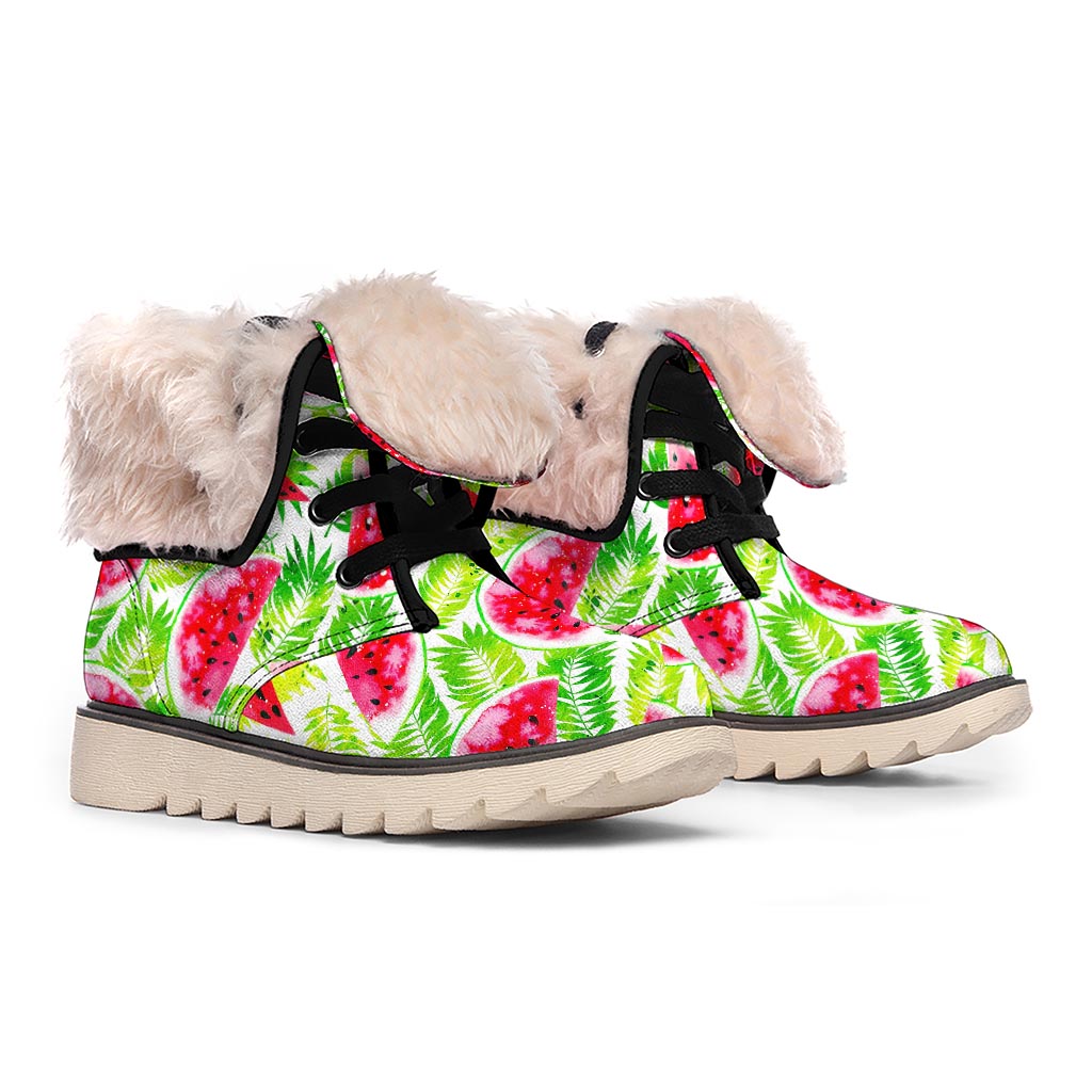 White Summer Watermelon Pattern Print Winter Boots