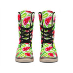 White Summer Watermelon Pattern Print Winter Boots