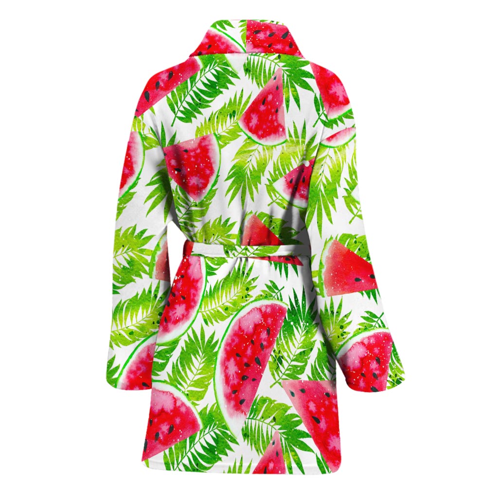 White Summer Watermelon Pattern Print Women's Bathrobe