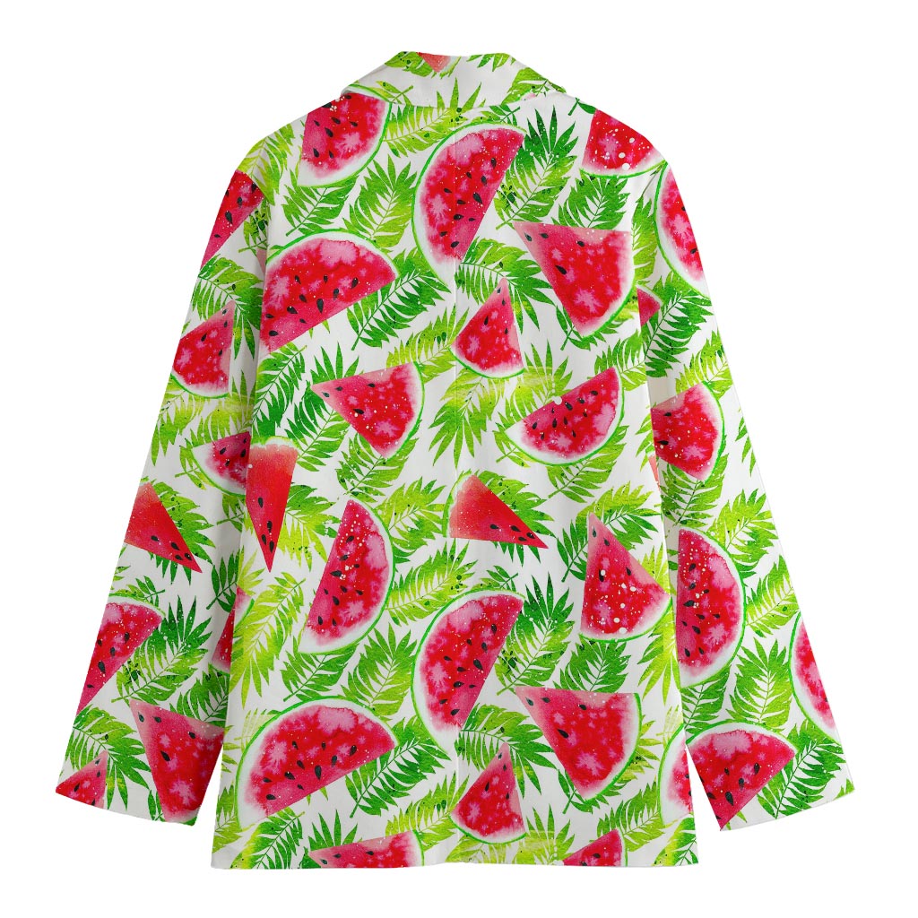 White Summer Watermelon Pattern Print Women's Blazer