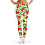 White Summer Watermelon Pattern Print Women's Leggings