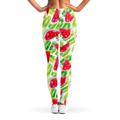 White Summer Watermelon Pattern Print Women's Leggings