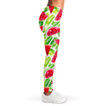 White Summer Watermelon Pattern Print Women's Leggings