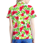 White Summer Watermelon Pattern Print Women's Polo Shirt