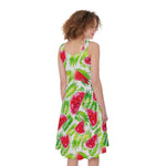 White Summer Watermelon Pattern Print Women's Sleeveless Dress