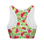 White Summer Watermelon Pattern Print Women's Sports Bra